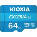 microSDXC 64GB Kioxia EXCERIA G2 UHS-I U3 R:100MB/s W:50MB/s Class10 V30 A1 4K UltraHD対応 LMEX2L064GC4 海外パッケージ Nintendo Switch対応