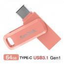 USBメモリー64GB SanDisk USB3.1 USB-A/USB-Cコネクタ Ultra Dual Drive Go R:150MB/s 回転式SDDDC3-064G-G46PC ピンク 海外パッケージ