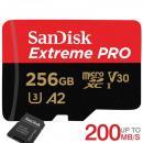 microSDXCカード 256GB SanDisk Extreme PRO V30 A2 R:200MB/s W:140MB/s UHS-I U3 Class10 SD変換アダプター付 SDSQXCD-256G-GN6MA海外パッケージ