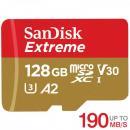 microSDXCカード 128GB SanDisk Extreme V30 A2 R:190MB/s W:90MB/s UHS-I U3 Class10 SDSQXAA-128G海外パッケージ