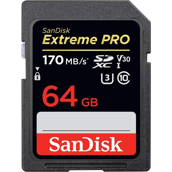 嘉年華 / SanDisk Extreme Pro UHS-I U3 SDXC 64GB class10 170MB/s V30 4K Ultra HD 対応 SDSDXXY-064G-GN4IN海外パッケージ